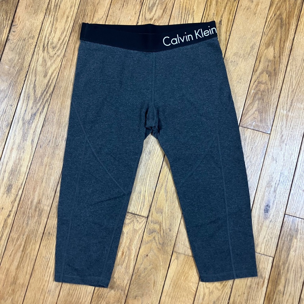 Calvin Klein Performance‎ Gray Stretch Cropped Leggings Activewear Womens